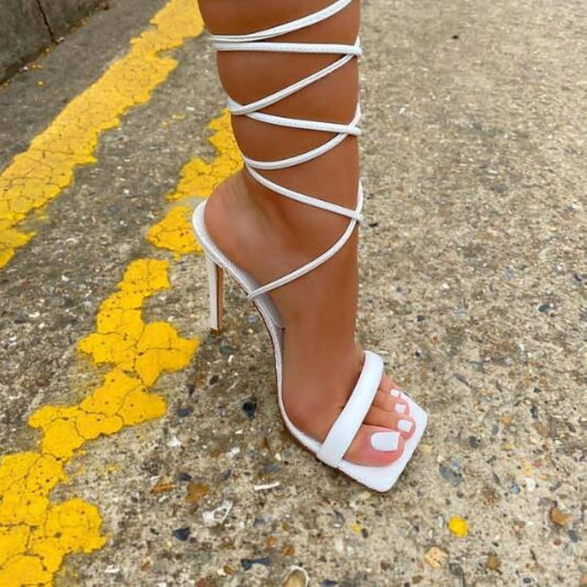 Ankle Cross Strap Sandal Heels