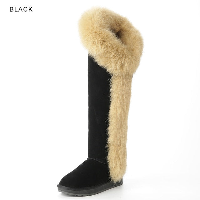 Fox Fur Over the Knee Boots
