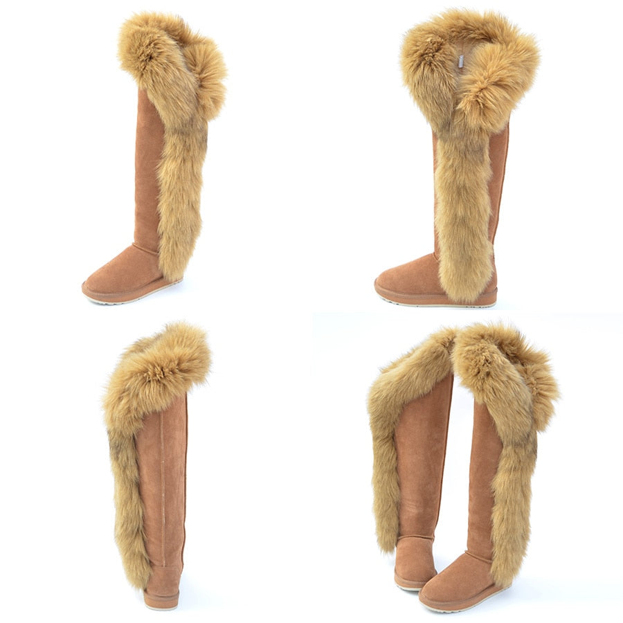 Fox Fur Over the Knee Boots